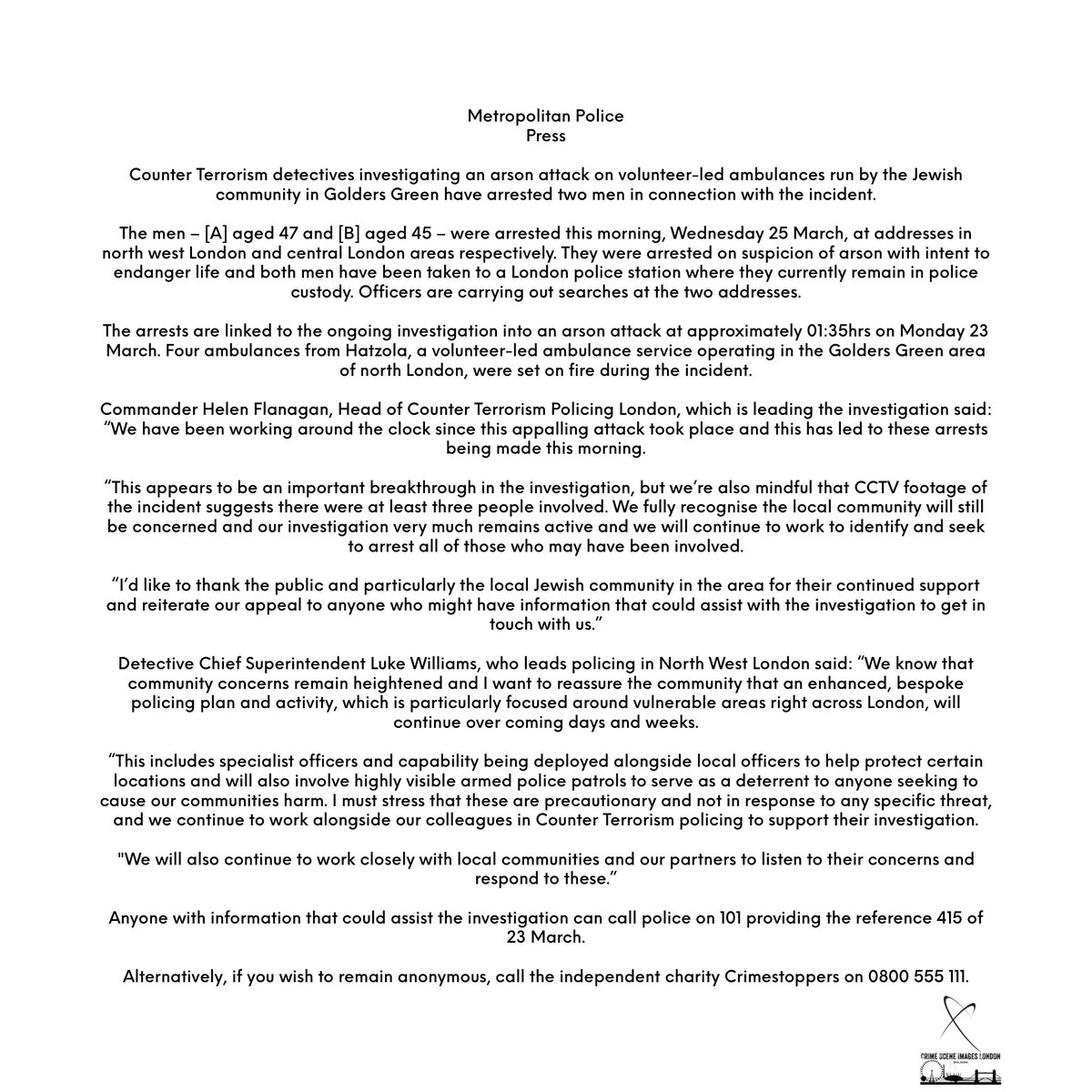 Crime Scene Images London tweet media