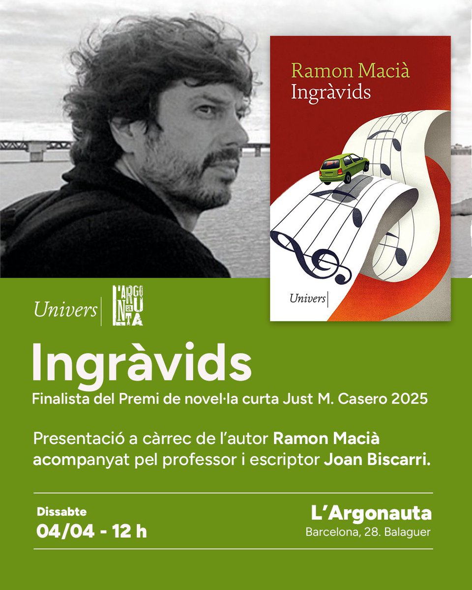 Dissabte 4 d'abril Ramon Macià (<a href="/ramon_macia/">Ramon Macià</a>) presenta «Ingràvids» a Balaguer, amb el professor i escriptor Joan Biscarri.