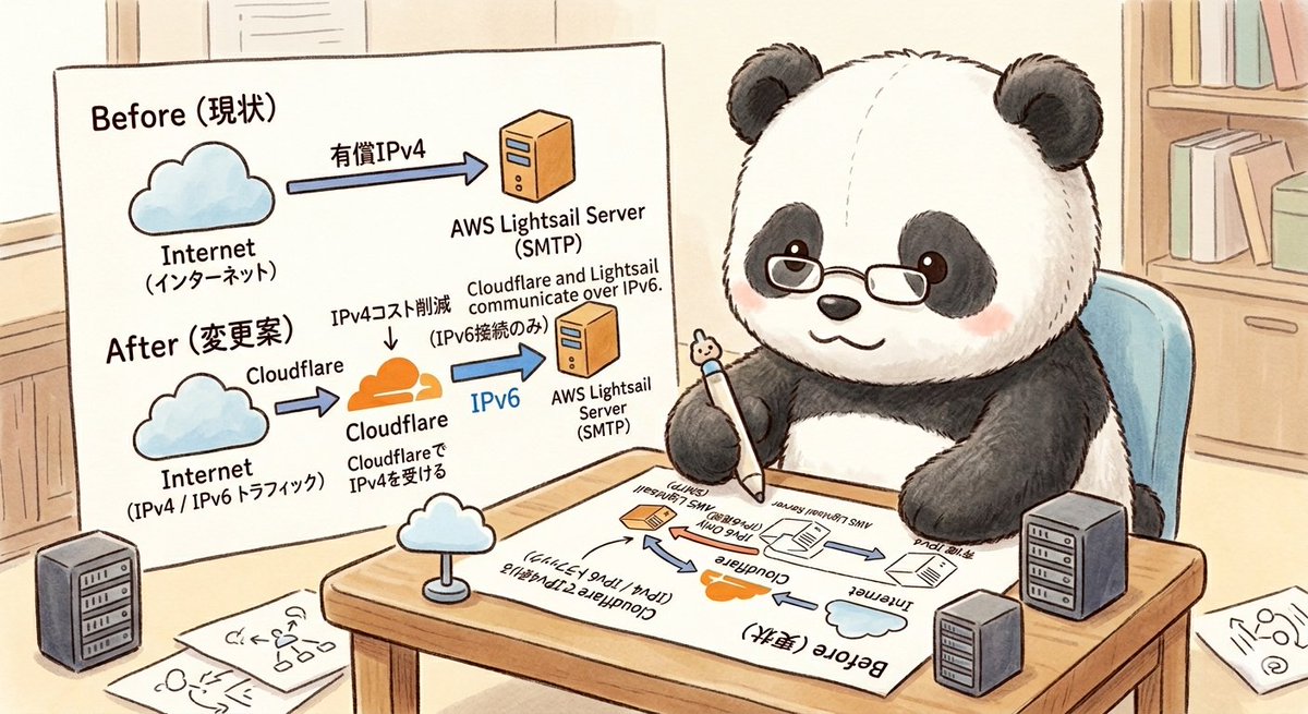 4ne8's tweet image. #サーバ移行 #AWS #lightsail #さくらのVPS #CentOS9 #Cloudflare #IPv4廃止 
前にCloudflareの仕様で実装させられなかったのだけど、改めて試してみようかね

IPv4でのSMTP受信を外出し出来たら安心してlightsailのIPv4を解約できるので