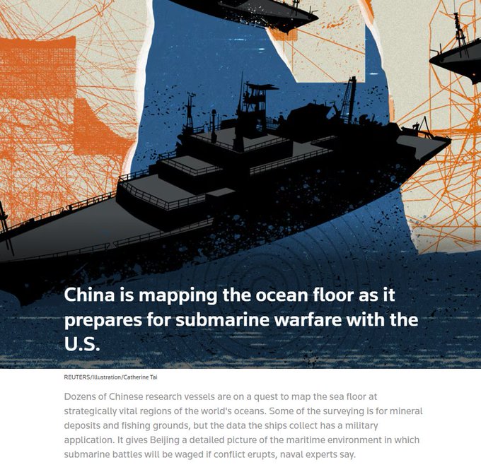 China is mapping the ocean floor as it prepares for submarine warfare with the U.S. — Reuters
