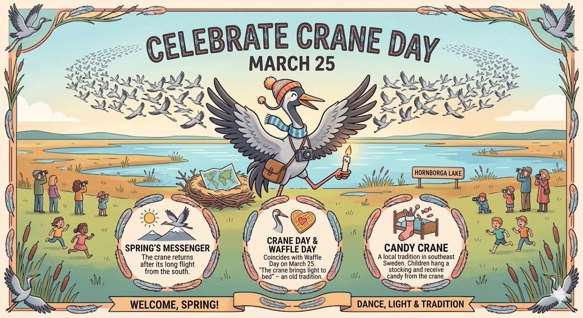 roche_dannielle's tweet photo. Did you know that in Sweden, the crane "carries light to bed"? ๐ฏ๏ธ๐ฆข Today marks #Trandagen, a celebration of springโs return. From candy-filled stockings in the southeast to waffles for everyone, itโs one of the most charming traditions of the year.
#SwedishTraditions #CraneDay https://t.co/2WneL4WaZ5