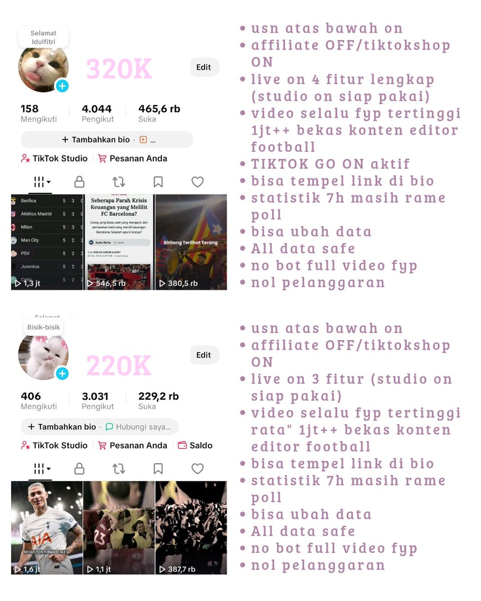 Airaa- jual akun tiktok 700++ testi tweet media