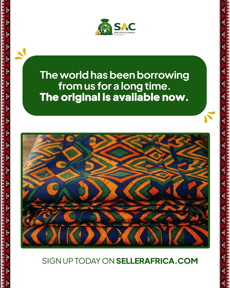 sellerafrica's tweet photo. Ankara on the runway. Shea butter in Sephora. Caribbean craft in design magazines. The world has been borrowing from us for years.

Seller Africa is where you buy the original, straight from the source. 

https://t.co/f9LWhQaotI

#AfricanFashion #ABeauty #SellerAfrica https://t.co/pFiZhKP57t