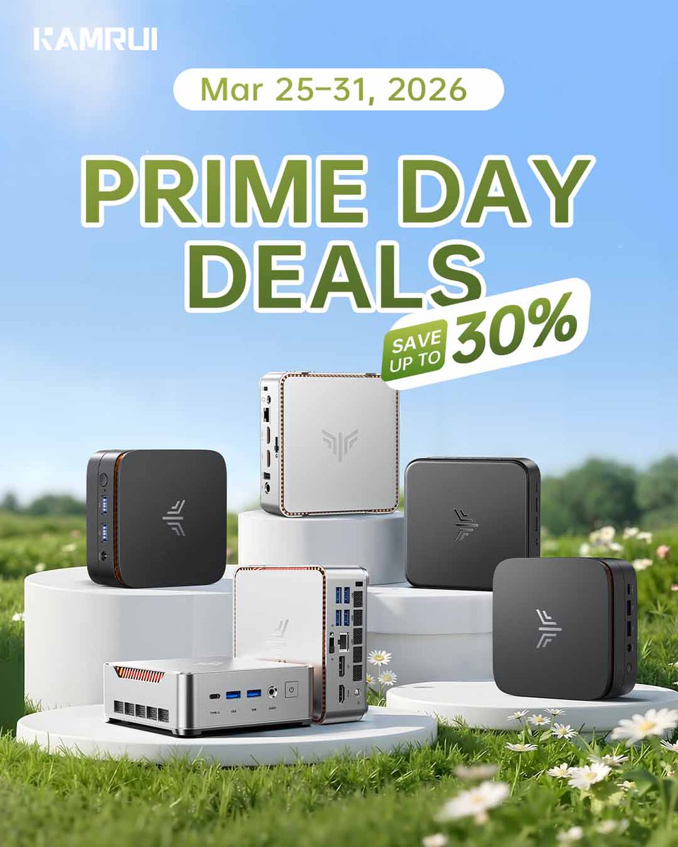kamrui_minipc's tweet photo. 🔥 Spring Prime Day Deals are here!

Upgrade your desk with KAMRUI — now up to 30% OFF!
Compact, powerful, and designed to make every task effortless 💻✨

🚀 Don't wait — grab your deal now: https://t.co/HL5yqHt7SH

#primedaydeals #primeday #kamruiminipc #computer #minicomputer https://t.co/CUwH09MBw3