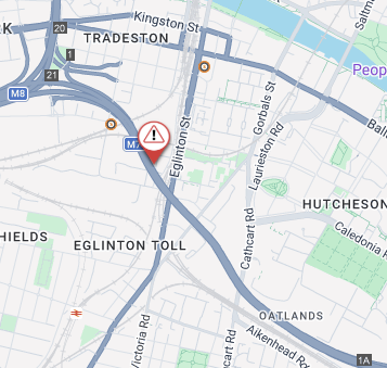 trafficscotland's tweet image. ❗️NEW 🕐08:45

M74 - J1 to J1A

Two lanes are currently blocked Southbound on the #M74 between J1 and J1A due to a collision.

Police are on scene....traffic beginning to tailback on approach. Please #takecare in the meantime

@SWTrunkRoads