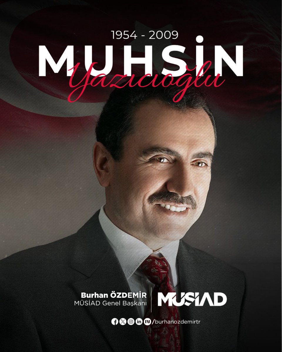BurhanOzdemirTR's tweet photo. Vatanına ve milletine adanmış bir ömrün sahibi, duruşu ve mücadelesiyle hafızalarda iz bırakan merhum Muhsin Yazıcıoğlu’nu şehadetinin 17’nci yıl dönümünde rahmet ve hürmetle anıyorum.

İnancı, samimiyeti ve milletine olan bağlılığıyla gönüllerde müstesna bir yer edinen Yazıcıoğlu’nun hatırası, her zaman saygıyla yaşatılacaktır.

Mekânı cennet, makamı âli olsun.