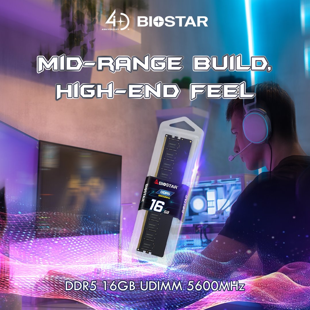 BIOSTAR_Global's tweet image. With DDR5 16GB UDIMM 5600MHz, enjoy faster speeds, smoother multitasking, and a performance boost that gives your mid-range build a true high-end feel.

Know more:
biostar.com.tw/app/en/dram/in…

#BIOSTAR #memory #PCUpgrade