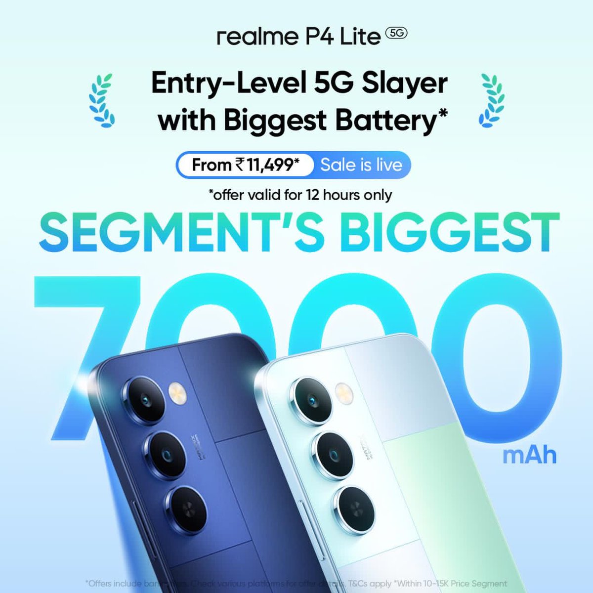 musafirgrapher's tweet image. #realmeP4Lite5GSaleIsLive
⚡ Budget segment gets a BIG upgrade:

🔋 7000mAh Battery
📱 6.8″ 144Hz Display
🚀 Dimensity 6300 5G
📸 13MP + 5MP Camera
🤖 Android 16 + realme UI
💧 IP64 Rated
⚡ 15W Fast + Reverse Charging

#realme #realmeP4Lite5G