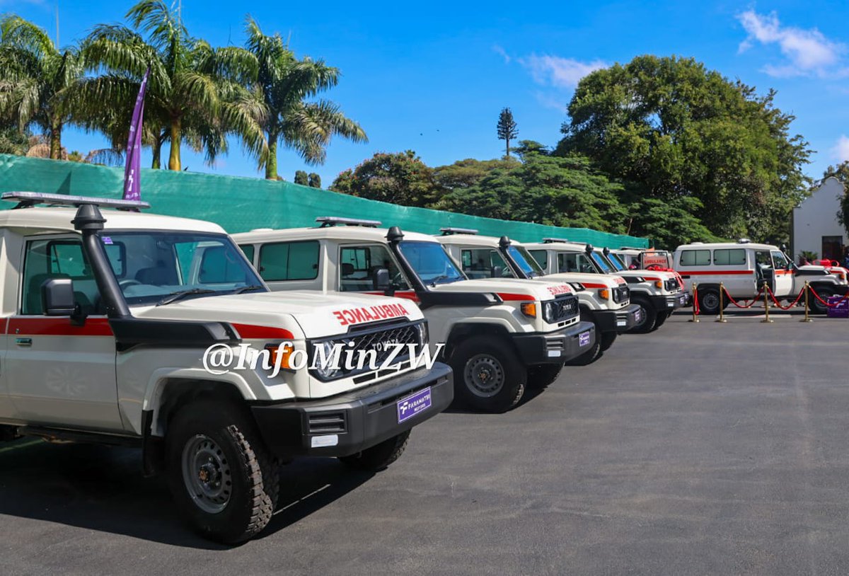 ttgono's tweet image. This morning, H.E President Mnangagwa handed over 10 fully equipped, state‑of‑the‑art Toyota Land Cruiser ambulances to the Ministry of Health and Child Care at State House. The ambulances will strengthen emergency medical response and healthcare delivery nationwide.
#Vision2030