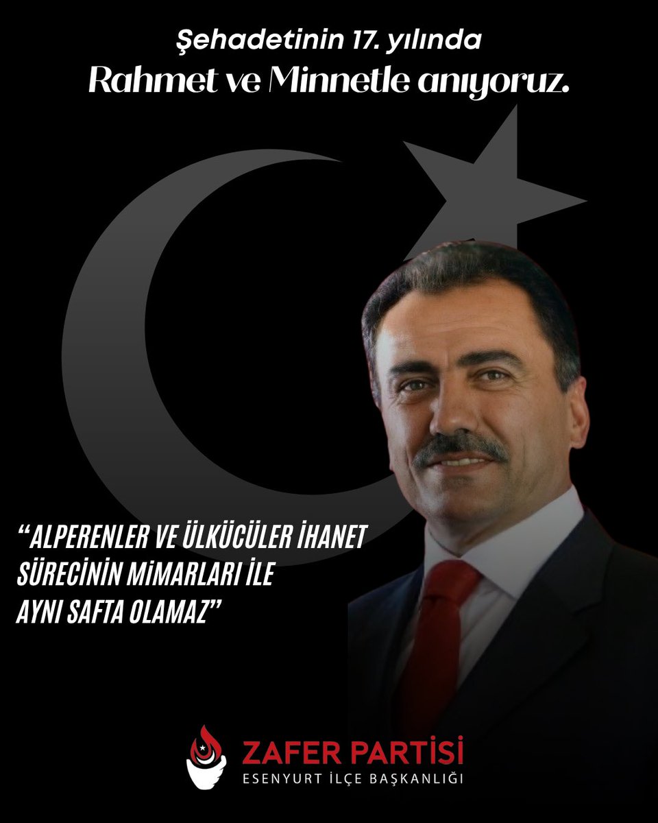 BBP kurucu genel başkanı rahmetli Muhsin Yazıcıoğlu’nu vefatının yıl dönümünde rahmetle anıyoruz…

#Alperenler #İhanetSüreci #MuhsinYazıcıoğlu 

<a href="/umitozdag/">Ümit Özdağ</a> <a href="/zaferpartisi/">Zafer Partisi</a> <a href="/ZaferPartisi_34/">Zafer Partisi İstanbul İl Başkanlığı</a> <a href="/HakanAksit34/">Hakan Akşit</a> <a href="/ZaferEsenyurt/">Zafer Partisi Esenyurt İlçe Başkanlığı</a> <a href="/taskanemn/">Emin TAŞKAN</a> <a href="/zpkadinesenyurt/">Zafer Partisi Esenyurt Kadın Çocuk ve Aile Pol.Bşk</a> <a href="/Zpgencesenyurt/">Zafer Partisi Esenyurt Gençlik Kolları</a>