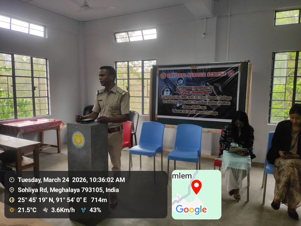 NssRBSC's tweet photo. The NSS unit of Ri Bhoi Synod College in Collaboration with Umsning Police station has successfully organised an Awareness program on “Cyber Security”.
@_NSSIndia @CellNehu @MYBharatHQ @RibhoiPolice https://t.co/NxqtfABMmc