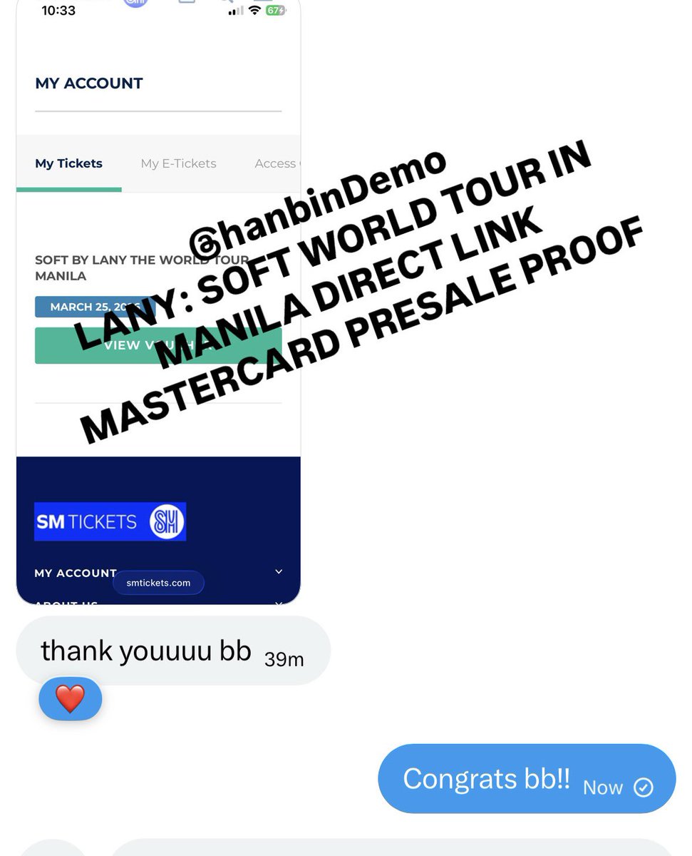 hanbinDemo's tweet photo. (2)

‼️FEW SLOTS LEFT FOR LNPH PRESALE &amp; GENSALE‼️

DM NOW TO AVAIL 📩

🎤₱100
🎤skip queue &amp; pick seat ASAP
🎤with 1000+ transactions
🎤1 minute earliest time stamp!
🎤Multiple links 🔗

🏷️ bypass link wtb lfb ticketing assistance

#LANYinManila #softworldtourPH #LANY https://t.co/PEFt2UUJx2