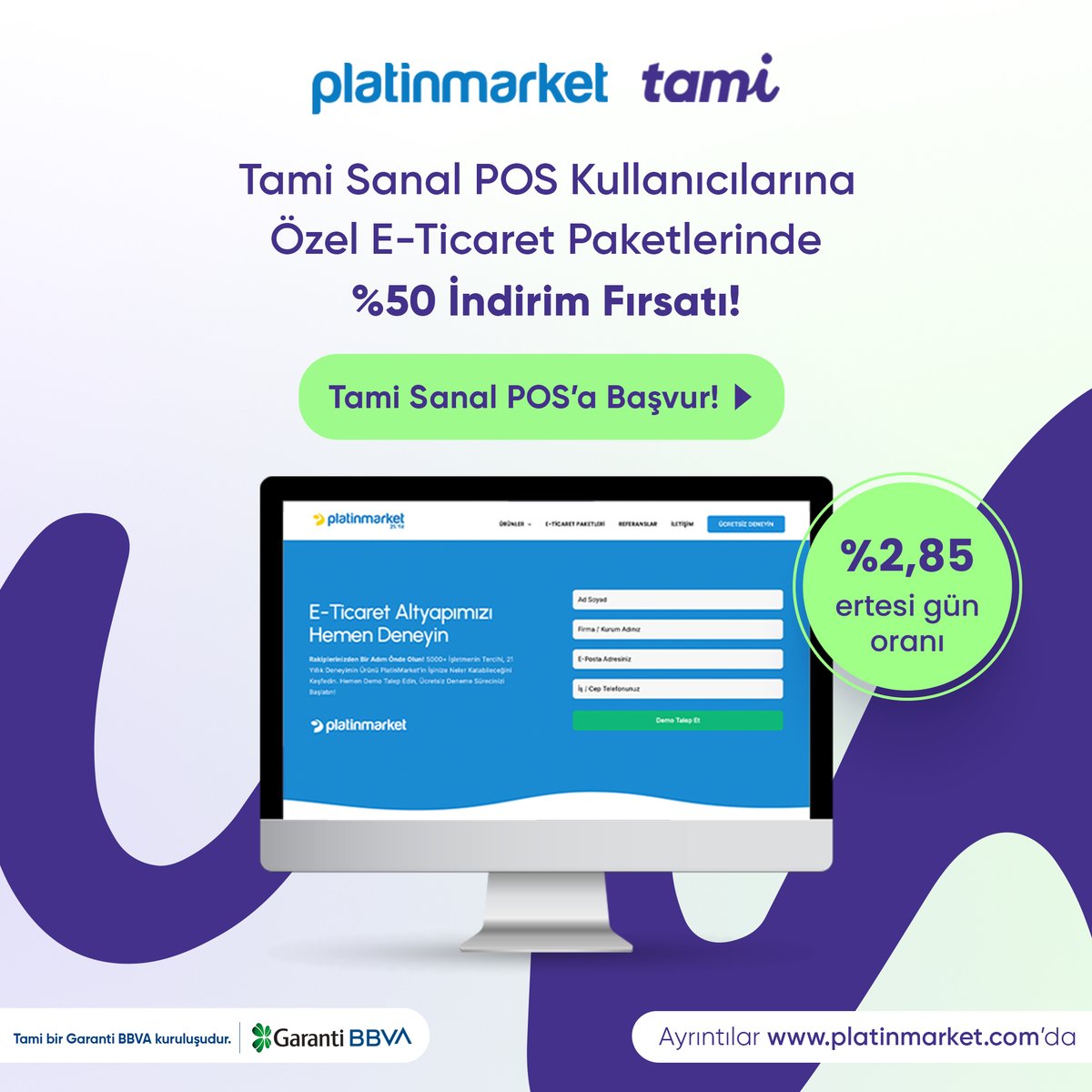 platin360's tweet photo. PlatinMarket &amp; Tami iş birliği ile
Tami Sanal POS kullanıcılarına, PlatinMarket e-ticaret paketleri %50 indirimle sunuluyor.

Detaylı bilgi için:
https://t.co/iSxQRPNXW4
#eticaret #platinmarket #tami https://t.co/UdnM9DYzgd