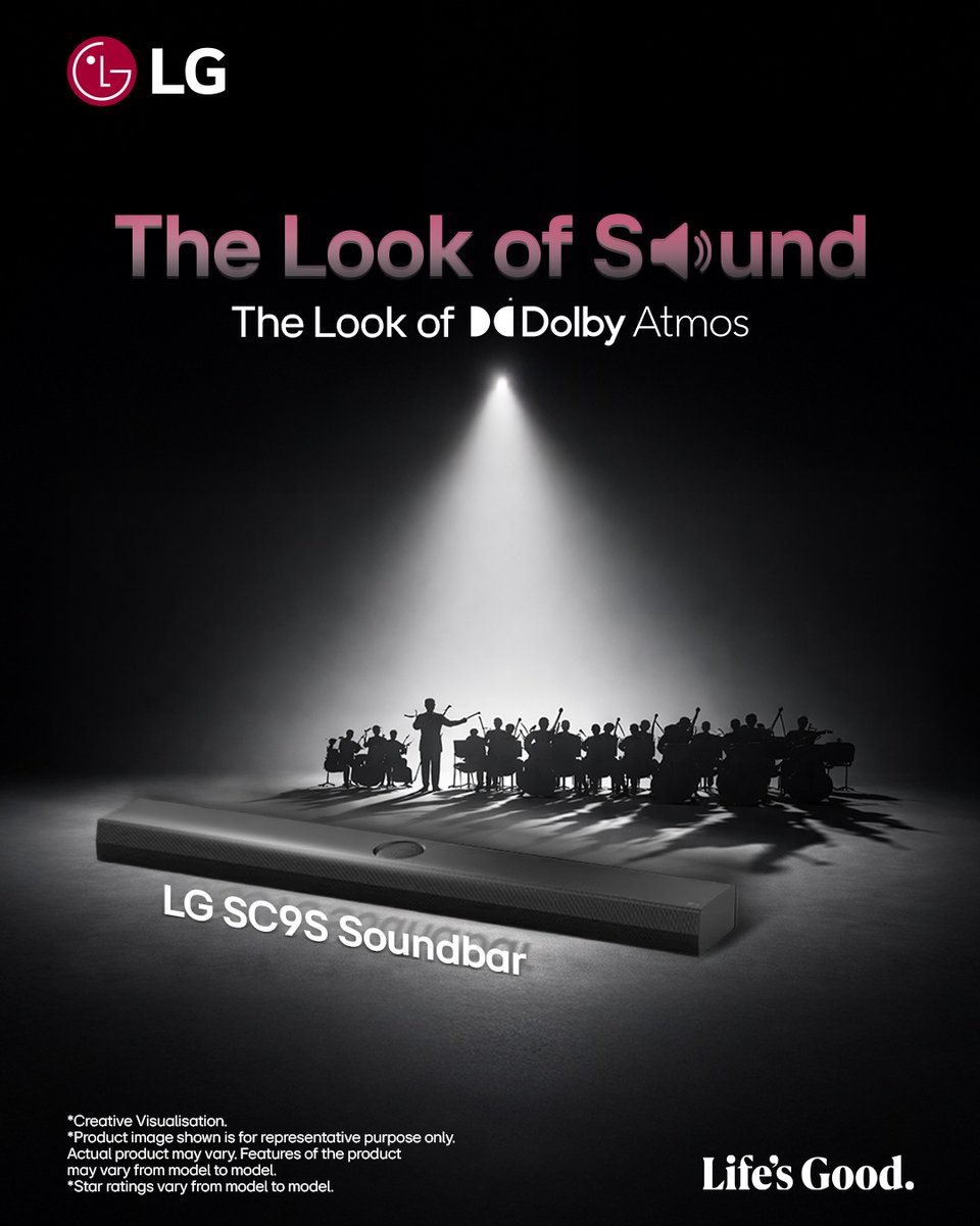LGIndia's tweet image. Turn every moment into a cinematic experience with immersive sound that moves with you.

Know more at: bit.ly/4mlAkvA

#LG #LifesGood #HomeEntertainment #LGSoundbar #HomeTheaterSoundbar