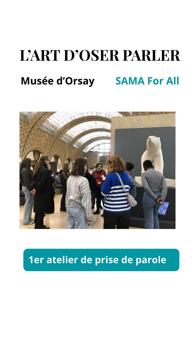 SAMAForAll2's tweet photo. Depuis 2017, un partenariat qui fait grandir la parole 🤝

✨ Ce premier atelier au musée marque une nouvelle étape de cette collaboration que nous sommes fiers de poursuivre ensemble.
Merci au Musée d’Orsay pour cette confiance renouvelée.

#PriseDeParole #MuséeOrsay #SAMAForAll https://t.co/eKBwuOmaph