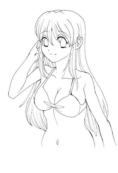 水着なので大丈夫かもしれませんが、何が起こるかわからないのがXの怖いところですので旗を立てておきます。
板タブで全ての工程をデジタルで描く練習をしていた頃に描いたものに加筆してみました。 