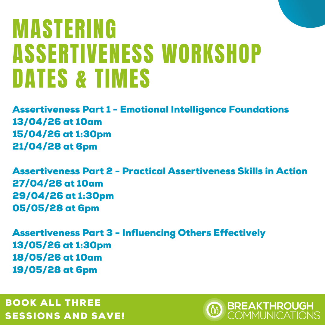breakthrough_co's tweet photo. If you’re looking to build confidence, handle difficult conversations more effectively and communicate with clarity, this practical workshop series is a great place to start.

Early bird tickets for our Mastering Assertive Communication workshops are available until 27th March.   

Secure your place via our website before the early bird rate ends:
https://t.co/K8BIKeOWO9