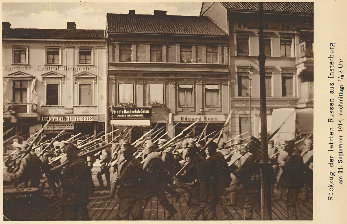 wagn36507's tweet image. Ein historisches  Zeitdokument: 📜✨
Der Rückzug russischer Truppen aus Insterburg  (Ostpreußen) am 11. September 1914. 🪖
 
Eine Momentaufnahme aus den  ersten Wochen des Ersten Weltkriegs exakt datiert auf 13:30 Uhr. 🕰️
Heute  heißt die Stadt Tschernjachowsk. 
#WWI  #Ostpreußen