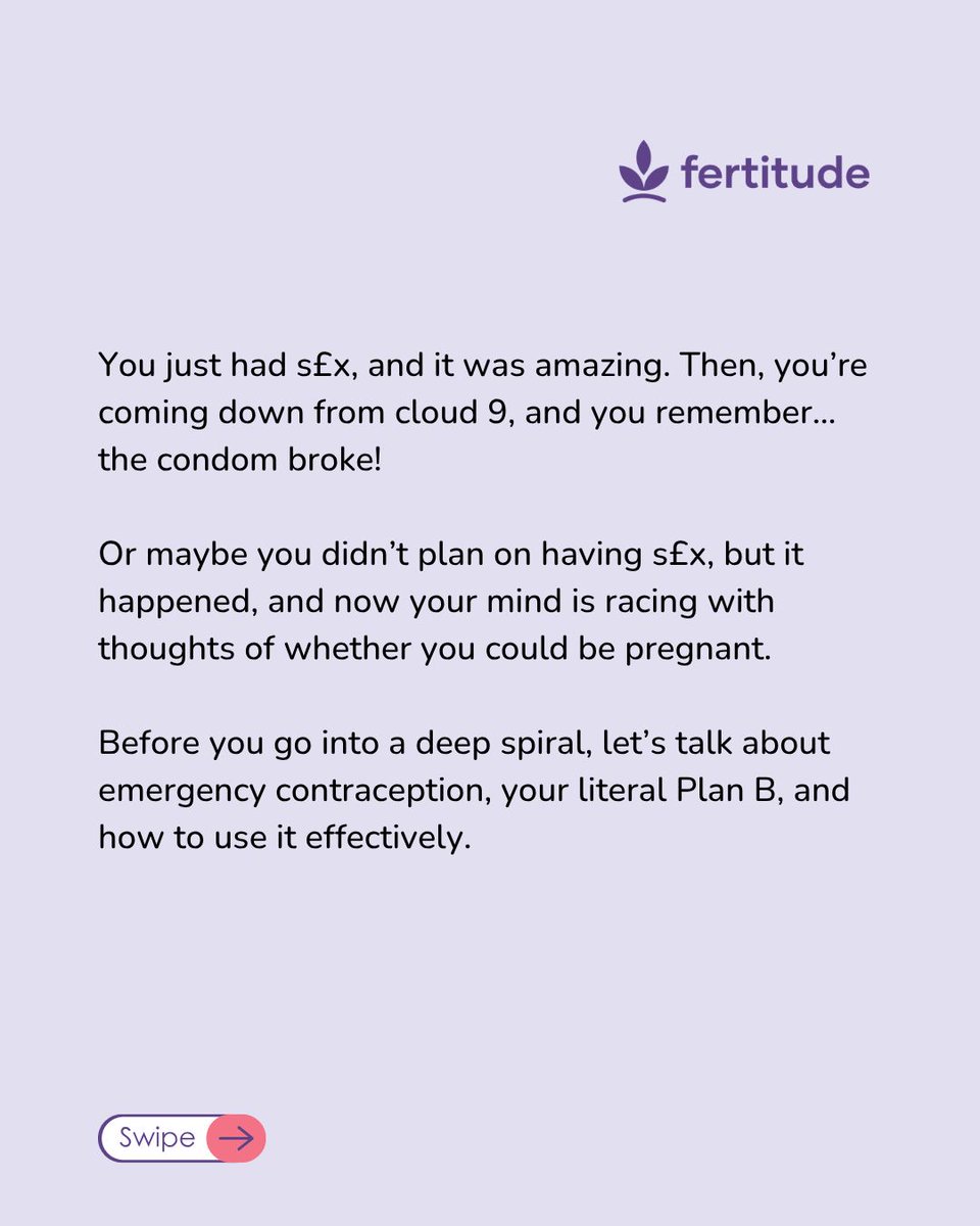 fertitude's tweet photo. What's the first thing you do after unprotected S£x?

Here's a no-shame guide to what actually works, how long you have, and what to do after unprotected sex. 

Save and share with someone you need to see this.

#fertitude  #reproductivehealth https://t.co/XCuFxqdN8p