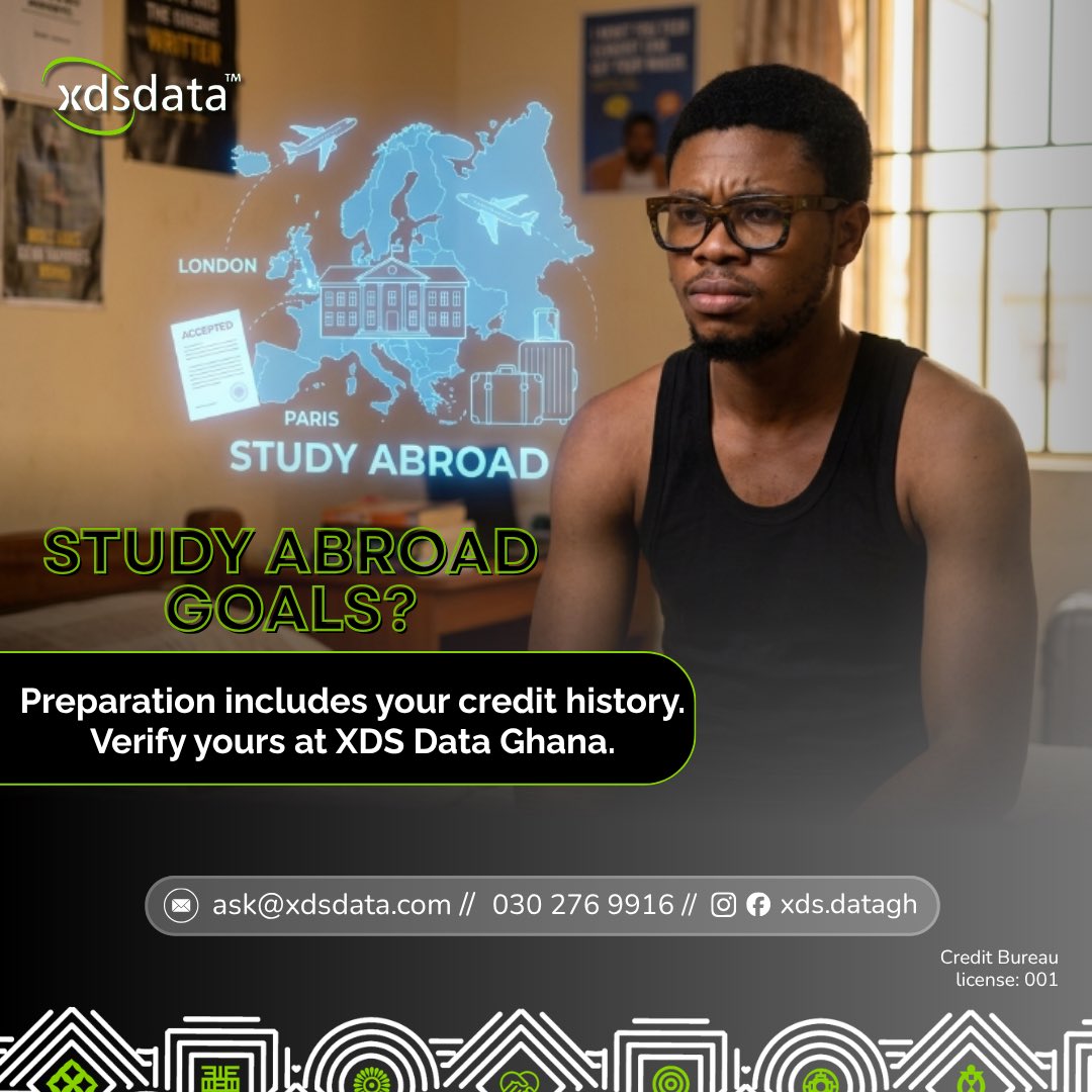 🌍 Study abroad goals?

Preparation includes your credit history.
Verify yours at XDS Data Ghana.

#FastService 
#CreditReport
#XDSDataGhana