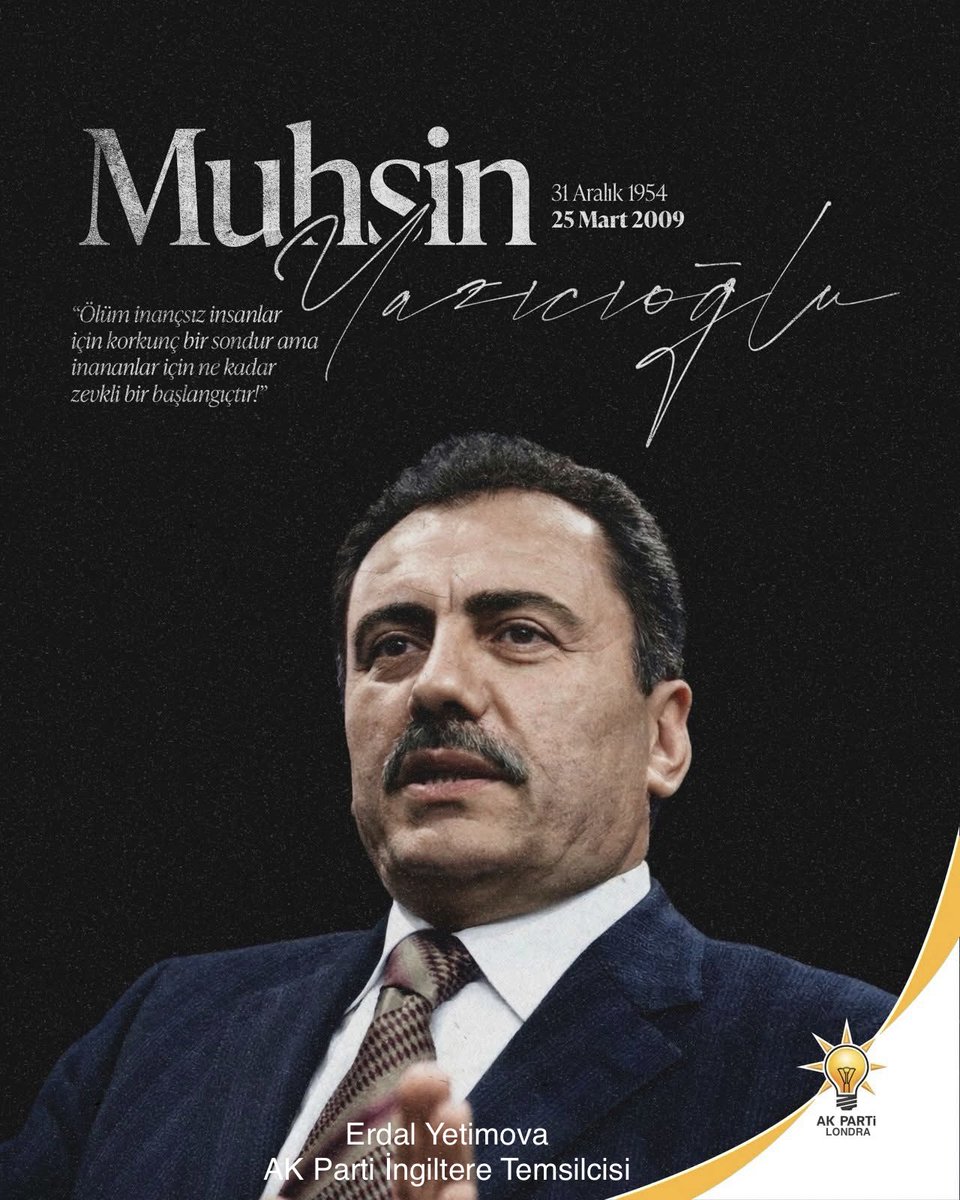 Büyük Birlik Partisi Kurucu Genel Başkanı, Türk siyasetinin müstesna isimlerinden merhum Muhsin Yazıcıoğlu'nu vefatının 17'nci yıl dönümünde rahmetle yâd ediyoruz.