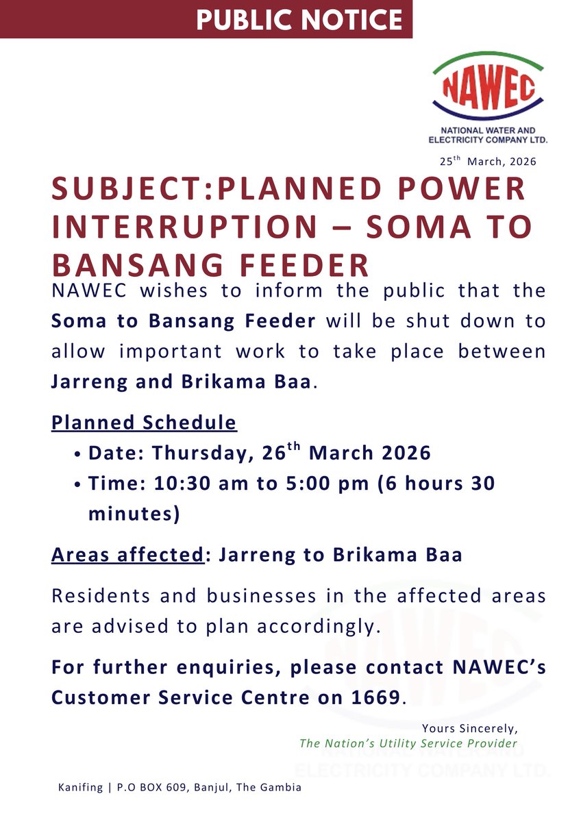 National Water and Electricity Company Limited tweet media