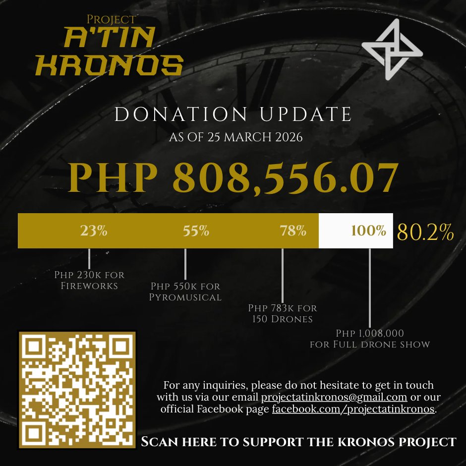 The sky is waiting for us. 🌌

We’re in the final stretch! We need ₱200,000 more to unlock the Ultimate Goal for Project A’TIN Kronos. Let’s show SB19 that A’TIN's support knows no limits.

🔗 Join here: facebook.com/projectatinkro…

⚠️ Reminder: Transact only through our official