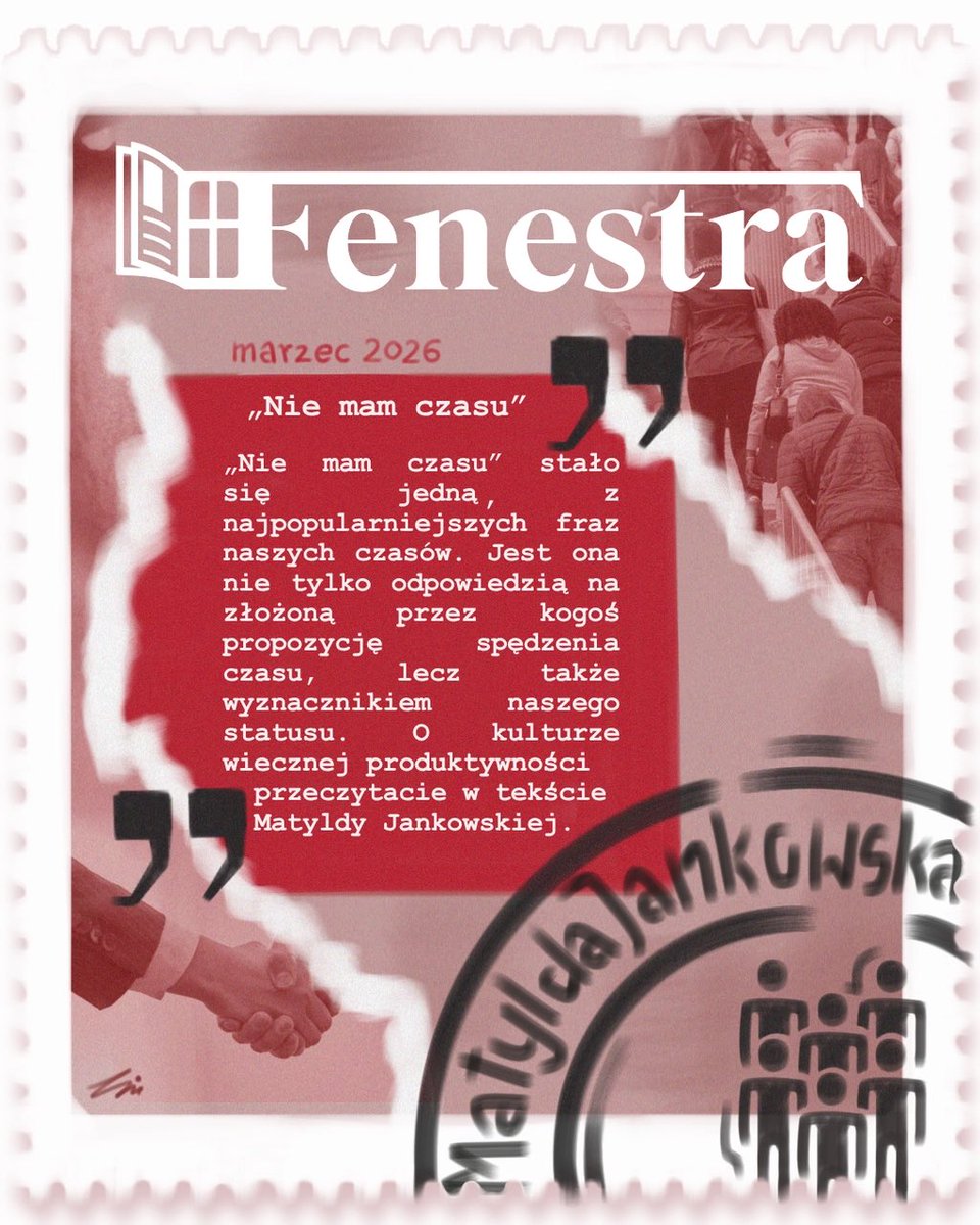 FenestraUAM's tweet photo. Chcecie wiedzieć, co dzieje się dziś w Polsce i naszym społecze��stwie? 
W marcowym wydaniu Fenestry analizujemy cenę sukcesu gospodarczego, ochronę dzieci przed pornografią w sieci, skutki przemocy rówieśniczej oraz to, dlaczego „brak czasu” stał się znakiem naszych czasów. https://t.co/EhawAXYmZu