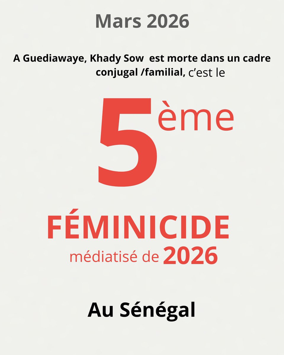 Suzanne_Sy_'s tweet photo. 5ème féminicide médiatisé en 2026 au Sénégal.
Une femme enceinte de 7 mois tuée.
@PR_Diomaye , jusqu’à quand l’État va-t-il regarder ailleurs ? 
Vos silences tuent ! #WaxJotna https://t.co/ebvEGsh2pe