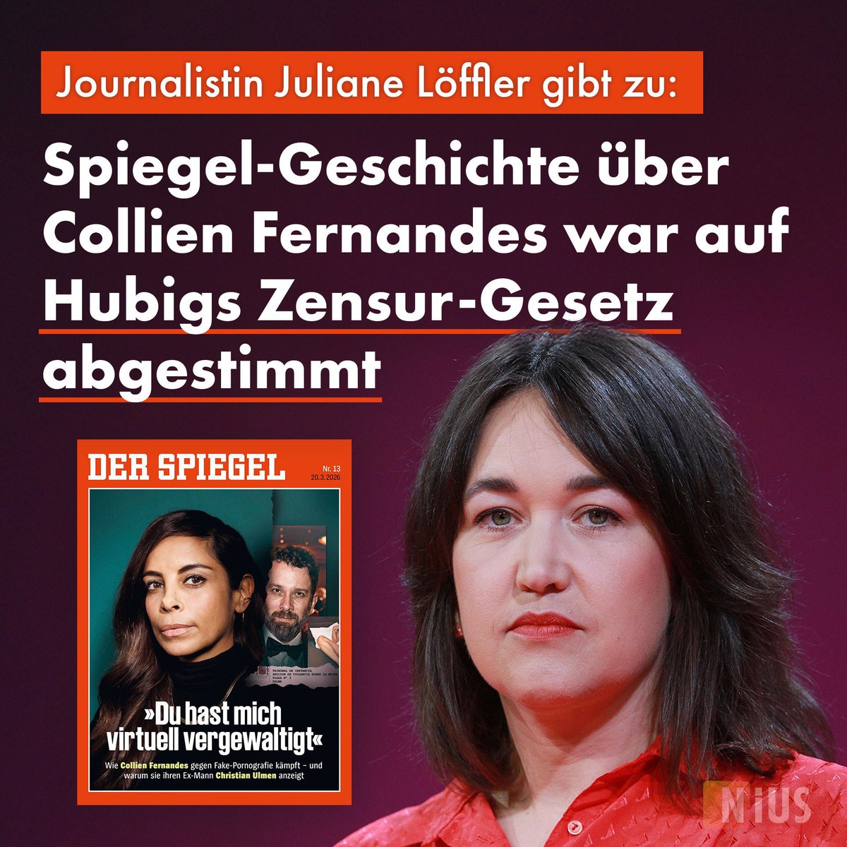 WolfMalca's tweet photo. Wenn die ganze Kampagne um #Fernandes von #SPIEGEL, #Politik und #NGOs orchestriert war, um ein #SPD-Gesetz zu flankieren, dann wird den Frauen, denen sexualisierte Gewalt angetan wurde, ein Bärendienst erwiesen.

„Die Spiegel-Autorin Juliane Löffler hat im Podcast von Anne Will zugegeben, dass die Recherche ihres Magazins zu Collien Fernandes und Christian Ulmen auf das geplante Zensur-Gesetz von SPD-Justizministerin Stefanie Hubig abgestimmt war.“

https://t.co/lSmg3C5soN

https://t.co/AEmpqHsQQG