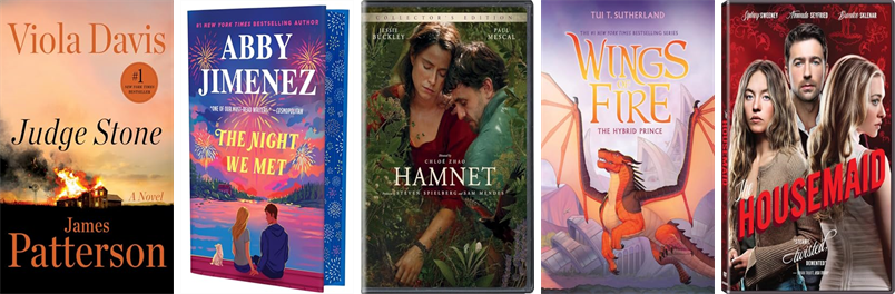 association_lee's tweet photo. This week the Lee Library has 158 new books and eighteen new movies.  New items include Judge Stone, The Night We Met, This Story Might Save Your Life, Hamnet, The Hybrid Prince, The Housemaid, You with the Sad Eyes, and Just Friends. https://t.co/4FeeZBmewX https://t.co/w9mENrclte