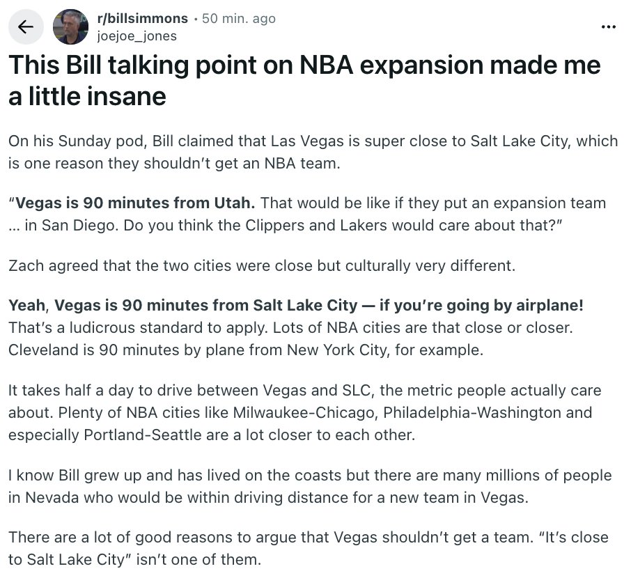 The r/BillSimmons Podcast tweet media