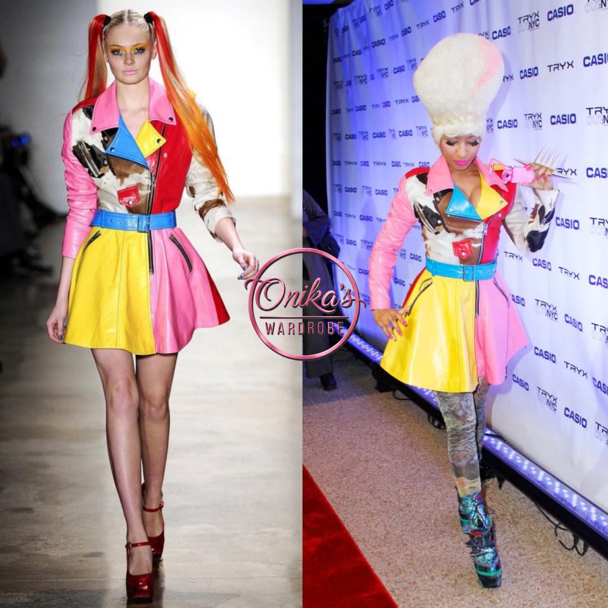 onikaswardrobe's tweet photo. Casio TRYX Digital Camera Launch in New York, NY. (4/7/11)
Nicki Minaj wearing a jacket & skirt from Jeremy Scott Fall 2011 Ready-to-Wear collection + Jen Kao F/W โ11 platform boots.
#Fashion #Style #jeremyscott #JenKao #barbz #barbie #NickiMinaj #PinkFriday
#Onikaswardrobe https://t.co/JcCh9CtBEO