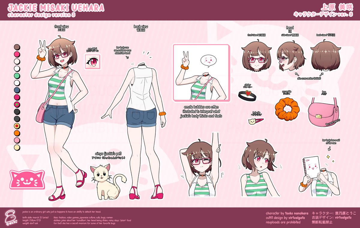 behold, jackie misaki uehara 🎉🎉🎉 ref sheet for ver. 3 of her