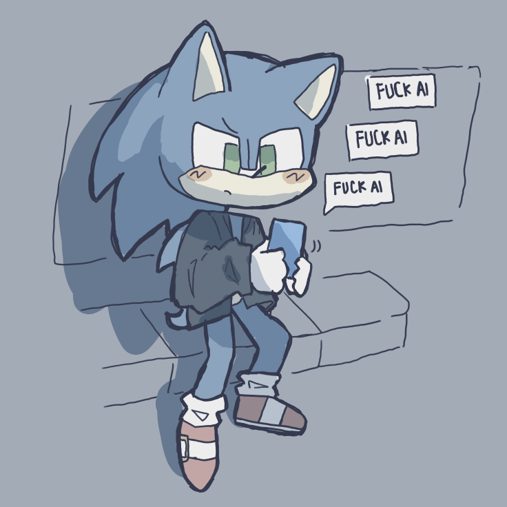 aru_ruww's tweet photo. i really adored an illustration but i was so pissed when i found out it was AI. fuck AI. support real artist. here's mine. not as good but its not AI. 
#SonicTheHedeghog https://t.co/CQOyKabRdL