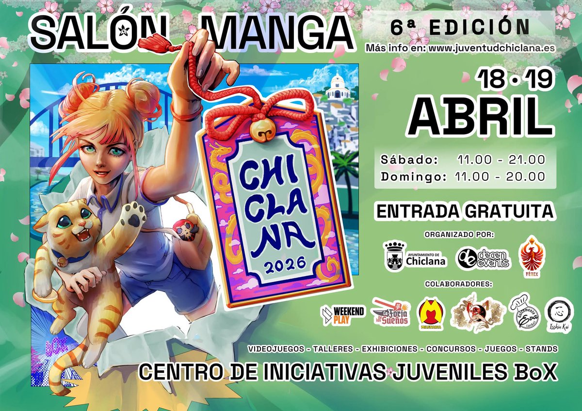 El Centro Box acogerá los días 18 y 19 de abril la sexta edición del Salón Manga.
Esta actividad relacionada con la cultura asiática es gratuita y contará con numerosas actividades, entre ellas, videojuegos, talleres, concursos, juegos y stands.

+info
chiclana.es/noticias/detal…