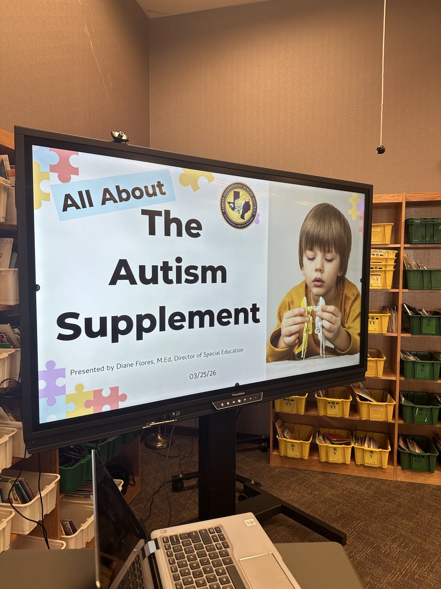 DFloresFISD's tweet photo. Great day of training happening now at FES on The Autism Supplement #SpedForward #smalltowntough https://t.co/fYAGs0uYCh