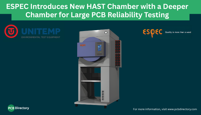 PCB_Directory's tweet photo. ESPEC has introduced the EHS-222M-L HAST chamber with a deeper format to support larger, high-density PCBs.

Read More: https://t.co/mPaFyJOmI9

#printedcircuit #industry #news #reliabilitytesting #pcb #qualityassurance #automotiveelectronics https://t.co/pd9GQHubAx