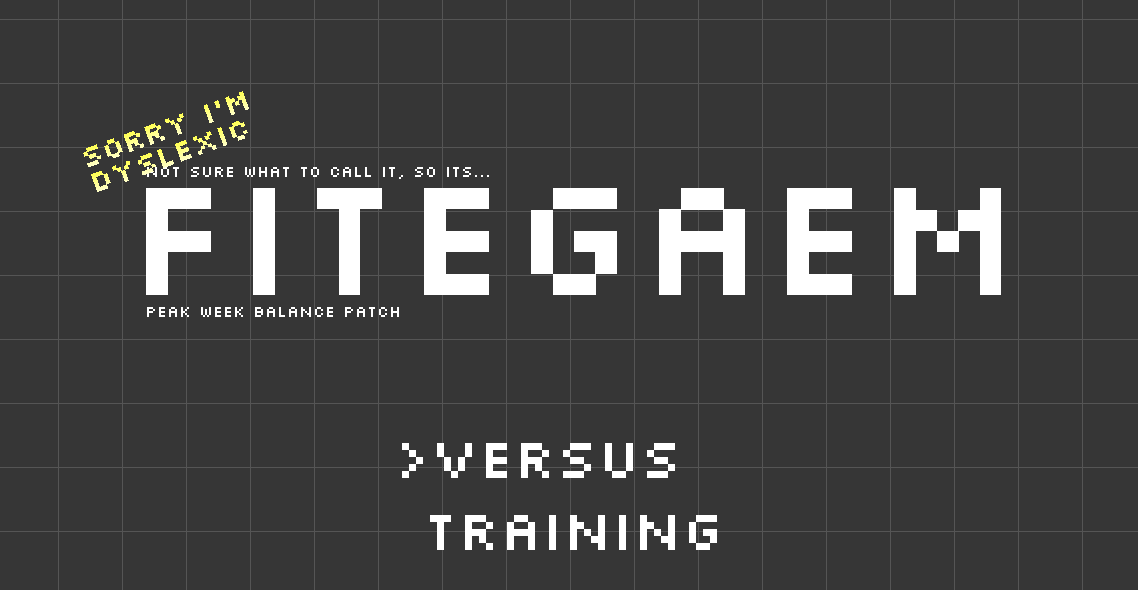 FITEGAEM - created by SMBF| Sandwidge <a href="/SMBF_sandwidge/">sandwidge. (badger)</a> &amp; friends❤️
A 3 button 1v1 fighter, back to block, air steering, no lows. 
Check it out now: widgeofsand.itch.io/fitegaem
This first time tournament is sure to be a blast! 🔥