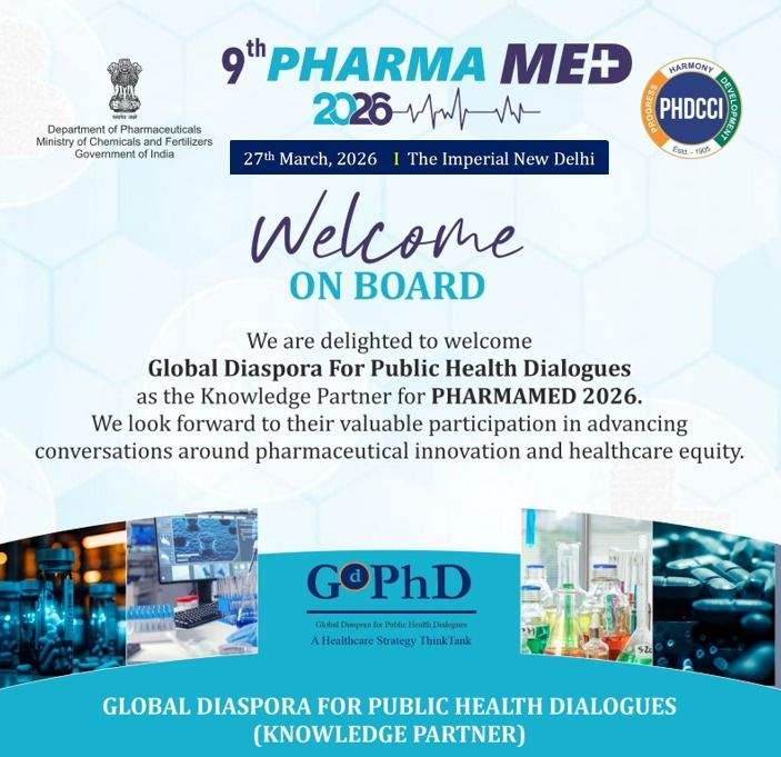 9vom365's tweet photo. Join us at 9th #PharmaMed 2026 on 27th March 2026
Theme: #Healthcare Equity: Reaching Every Citizen of Viksit #Bharat

Registration link: https://t.co/WSYRk9x9JV
Website: https://t.co/nZmiCivTqg

Organized by @phdchamber and @Pharmadept 
with #GdPhD as Knowledge Partner

@mnt https://t.co/GYABuh0KI4