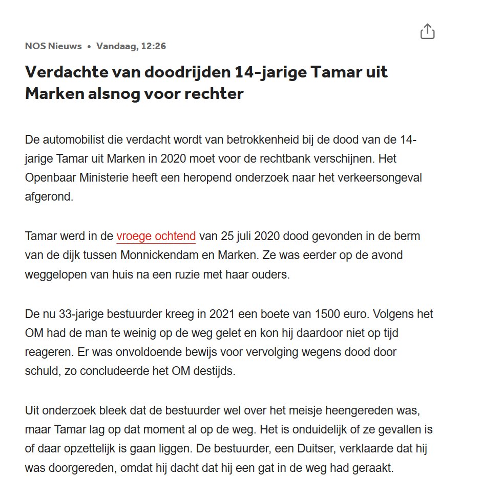 eenblikopdenos's tweet photo. De in 1/9 geciteerde zin staat in de vierde alinea. De automobilist die Tamar waarschijnlijk doodreed was geen "Duitser", maar een #Irakees die in Duitsland asiel had aangevraagd. Ook als hij ondertussen een Duits paspoort cadeau heeft gekregen liegt de NOS: door omissie. 2/9 https://t.co/tmdgFwMgig