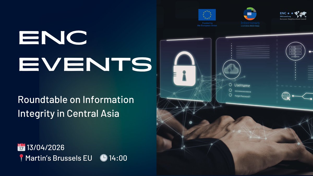 ENC_Europe's tweet image. 📢 Join us in Brussels on 13–14 April for two special events on Central Asia, organised by ENC under the #CARAVAN project, funded by the #EU🇪🇺 and implemented by @Internews
Find more informationℹ️ about the evens below and register here🔗 bit.ly/4rVeql1
