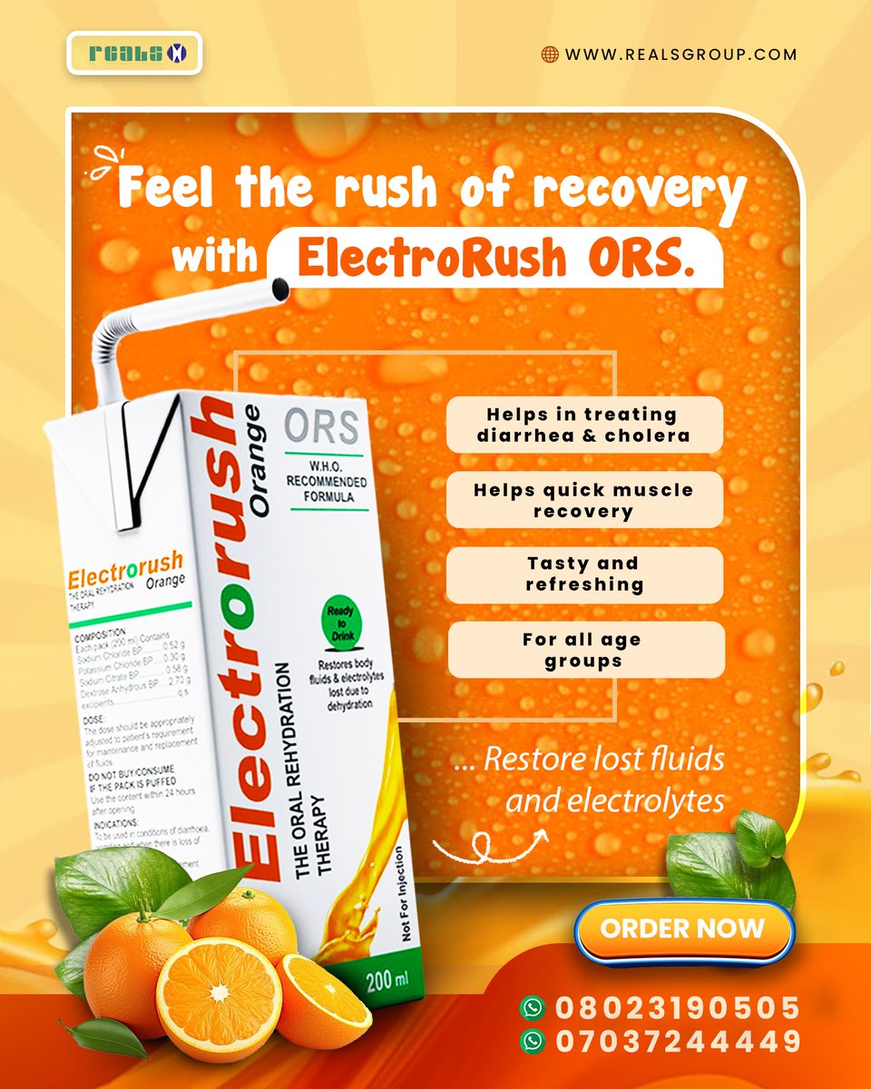 RealsGroup's tweet photo. Stay active, refreshed and fully charged with ElectroRush ORS!
Whether you're working, studying, traveling or recovering, ElectroRush gives your body the electrolytes and hydration it needs fast.

💦 Rehydrate quickly
⚡ Restore lost energy
🔥 Feel the difference instantly https://t.co/dv52IDe5J4