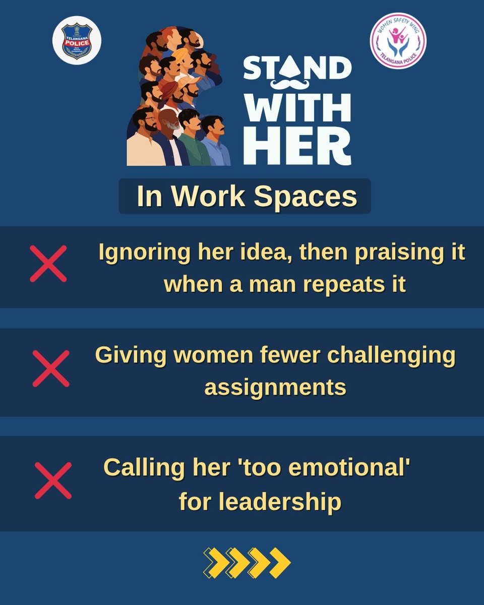 tg_womensafety's tweet image. Workplace sexism is a series of small, normalized behaviors that undermine talent and leadership. 🚫💼

#StandWithHer #WorkplaceEquality #BreakTheBias #RespectWomen #WomenSafetyWing #TelanganaPolice @TelanganaCOPs 
@hydcitypolice @cyberabadpolice @MalkajgiriCop