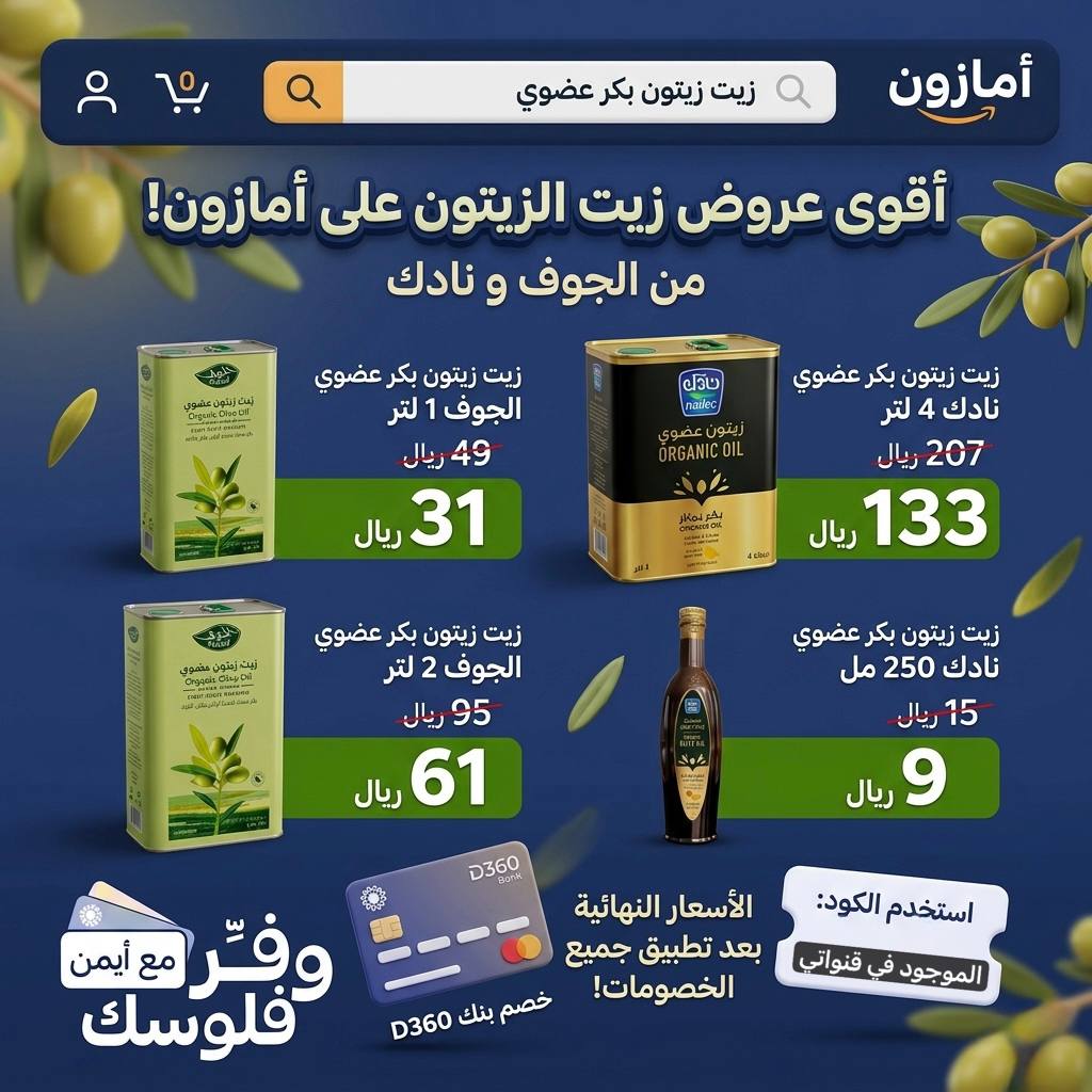 tawfir_ayman's tweet photo. عروض تاريخية على زيت الزيتون قطفة اولى بكر عضوي من نادك و الجوف  🔥

💸 كل الاسعار بعد خصم البنك + كودي 
🎟️ كودي تلقونه هنا : 
https://t.co/8kY3V0gzNl

🫒 العروض:

▫️ زيت زيتون بكر عضوي نادك 250 مل
💥 بـ 9 ريال فقط
https://t.co/2oTUc3PyDn

▫️ زيت زيتون بكر عضوي الجوف 1 لتر
💥 بـ 31 ريال
https://t.co/gT70BoToXF

▫️ زيت زيتون بكر عضوي الجوف 2 لتر
💥 بـ 61 ريال
https://t.co/RqGfThIcCi

▫️ زيت زيتون بكر عضوي نادك 4 لتر
💥 بـ 133 ريال
https://t.co/vOr03vn2pj

🫒 كل عروض زيت زيتون نادك 
https://t.co/BPSNWztV3Y
🫒 كل عروض زيت زيتون الجوف 
https://t.co/8xL42Lp0Wu

هذي الاسعار  لا مقارنات فيها بل اتحداكم ان كان يوجد اقل منها او حتى بنفس السعر 😎🔥

📲 في قنواتي انتم اول من يعرف عن العروض : 
https://t.co/tjRroTioDE