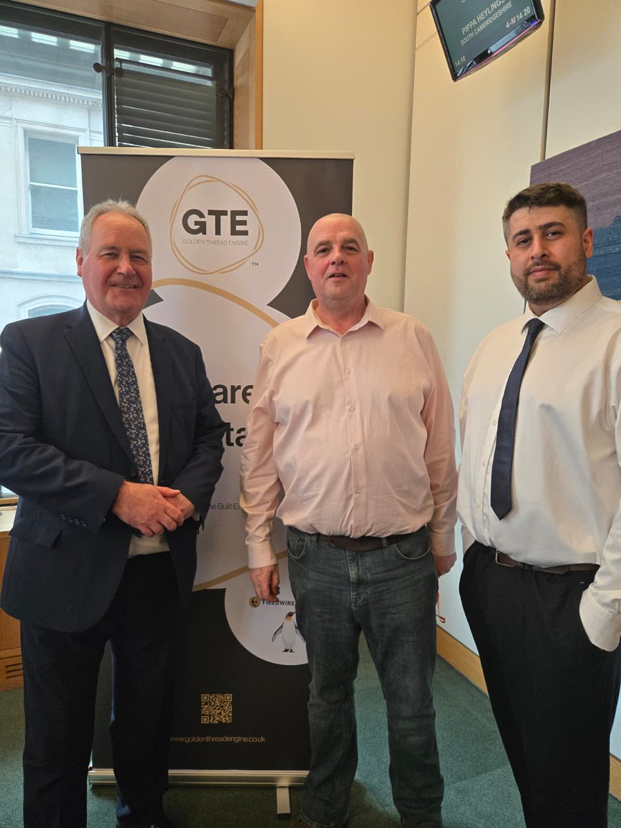BobBlackman's tweet photo. Good to meet the team from Golden Thread Engine at Parliament this week. As Chair of the Fire Safety &amp; Rescue APPG, the work GTE are doing to embed transparency and accountability in building safety management is exactly what the sector needs. #BuildingSafety #FireSafety https://t.co/WFUfM4sfcX