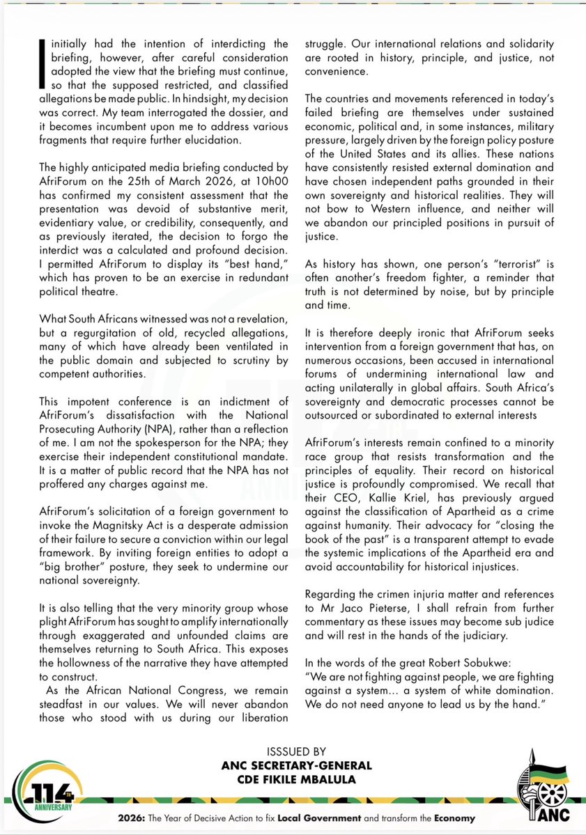 ANC SECRETARY GENERAL | Fikile Mbalula tweet media
