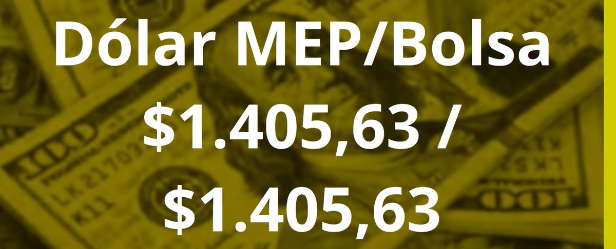 NotABank_ar's tweet photo. El Dólar MEP/Bolsa aumentó
Compra $ 1.405,63 / Venta $1.405,63
Más información en https://t.co/K5NwhzLwsf

#Dolar #DolarBlue #DolarParalelo #DolarArgentina https://t.co/IKKdH0kvEK