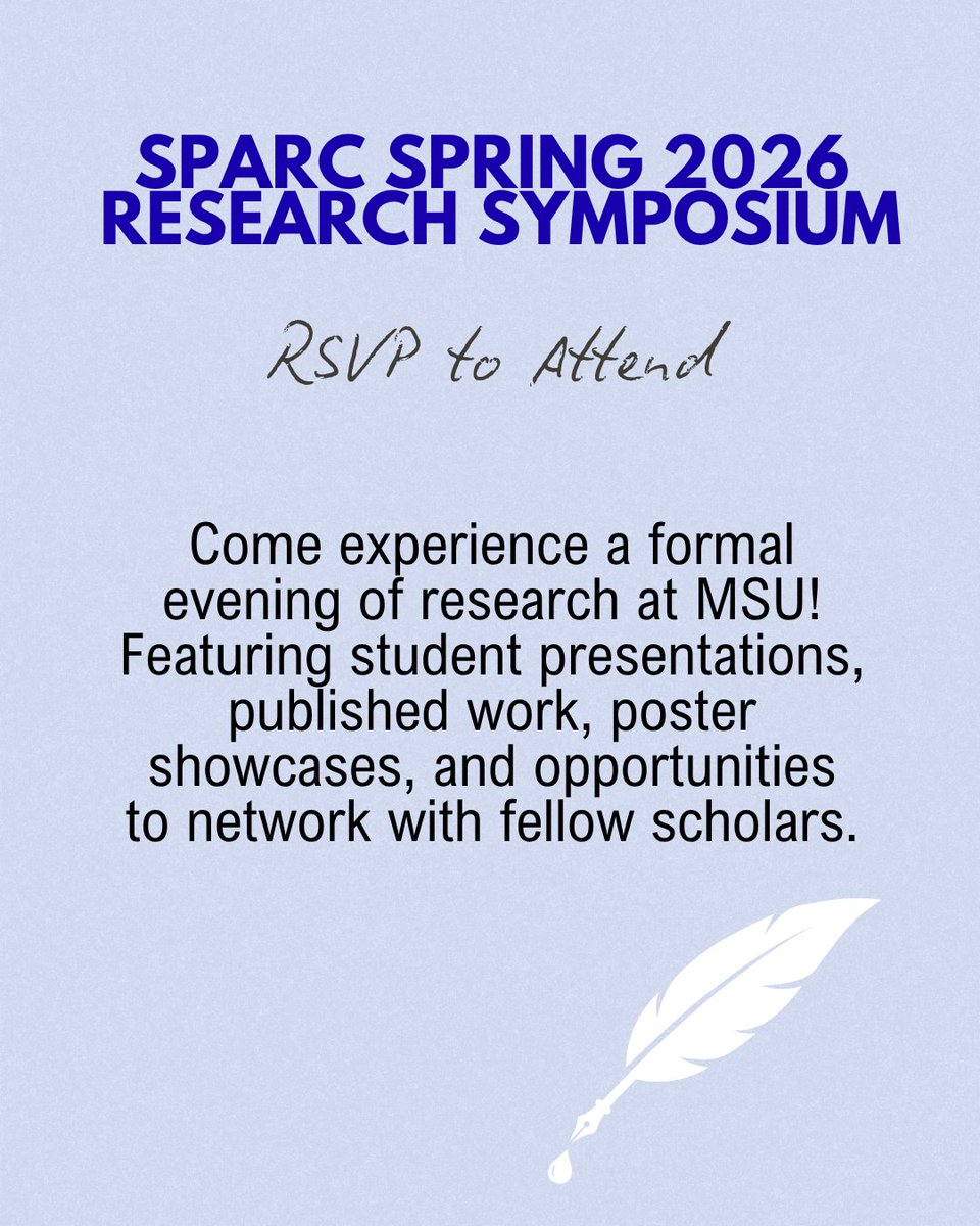 UR_at_MSU's tweet photo. Hey undergrads! 🎉 You’re invited to SPARC’s annual symposium—don’t miss out on this exciting event! ✨
RSVP to SPARC to grab your seat! https://t.co/Sl3pVWlBrA