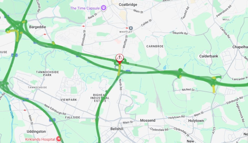 NEW ️⌚️14:55 🗺️#A725 Shawhead ⚠️The #A725 is currently restricted at ...